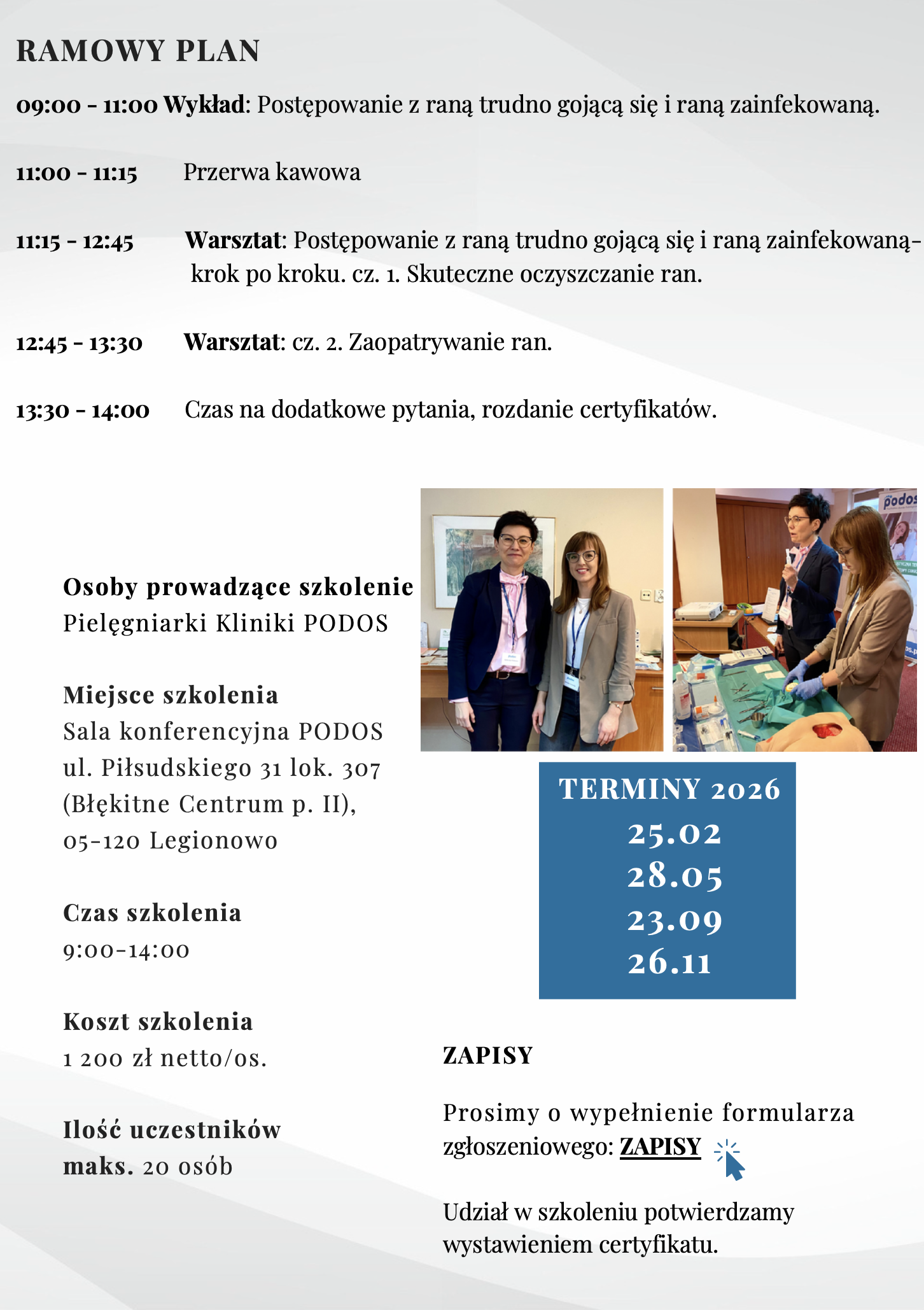 Szkolenie dla pielęgniarek - terminy